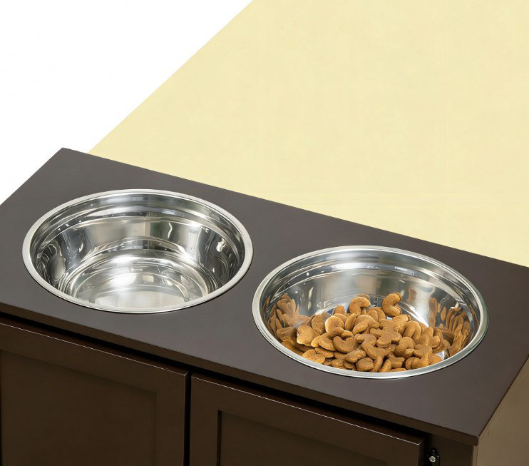 Bols pour chien surélevés et support pour animaux, Café