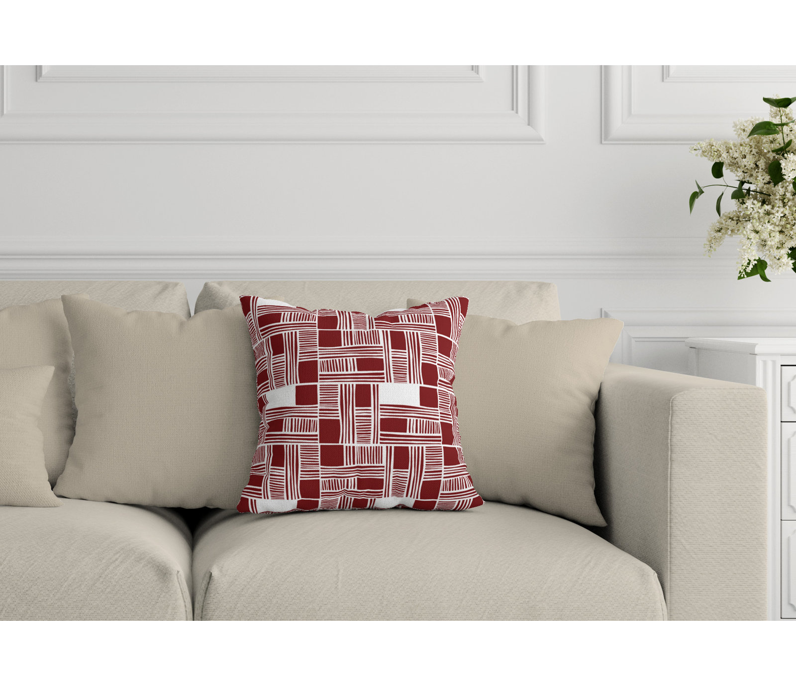 Kapri Throw Pillow, 17" x 17", Red, Square