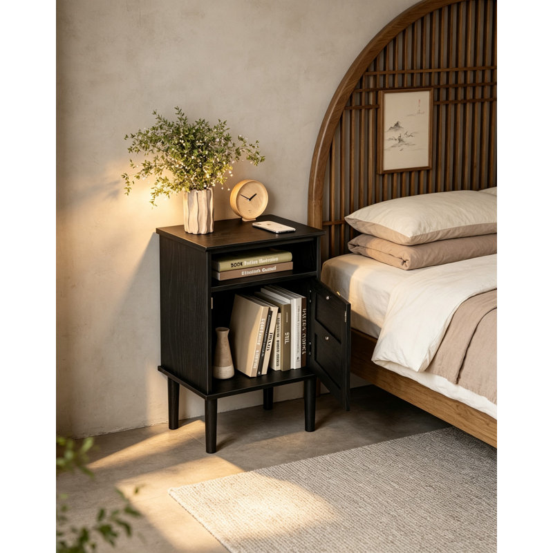 39 cm W Bedside Table, Black