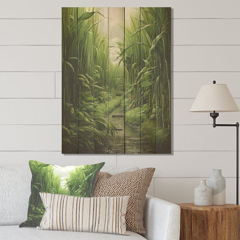 Herbes Chive Symphony II - Herbes florales sur bois, H 40 po x l 30 po
