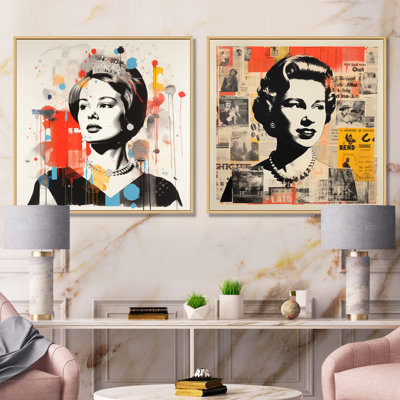 Pop Art Queen Elizabeth's Magazine I - ensemble de 2 reproductions d'art sur toile