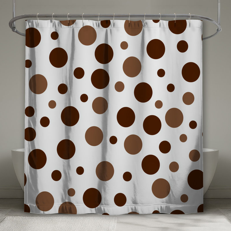 Rideau de douche à pois - Motif de décor de salle de bain moderne, H 93 po x l 70 po, Pois bruns