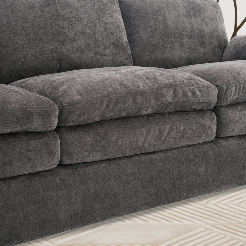 Wide Upholstered Sofa,double Layer Comfy Loveseat Couch, Gray