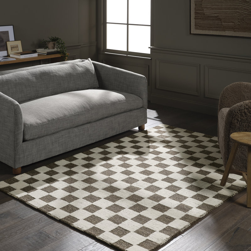 Tapis brun clair en laine touffeté à la main Finnigan, Rectangle de 5 pi x 8 pi