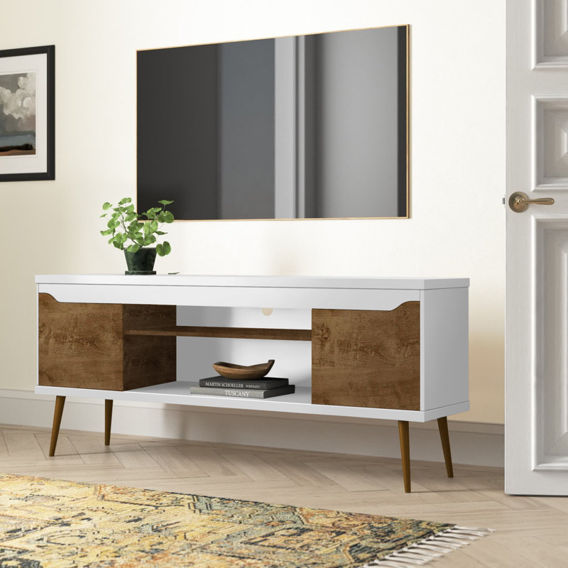 Delaini TV Stand for TVs up to 60", White/Rustic Brown