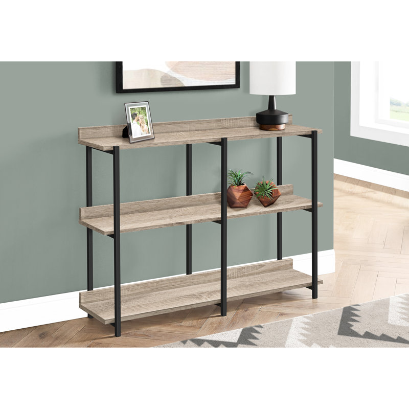 Table moderne avec 3 tablettes de rangement en taupe