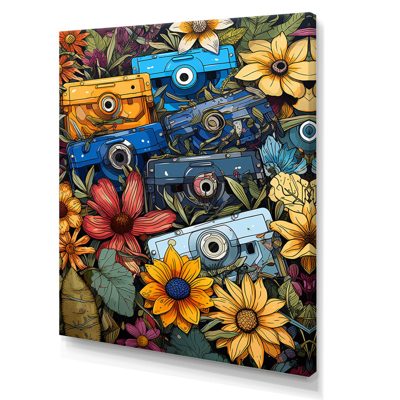 Pop Art Cassette Tapes Melody III - Cassette Tapes Wall Art, Toile tendue, 44" H x 34" W