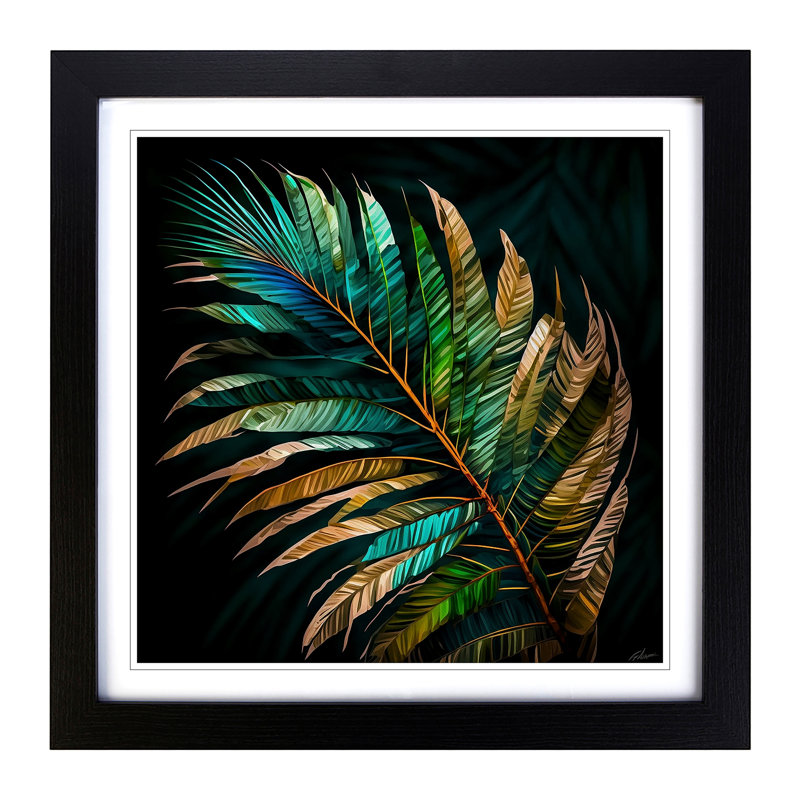 Palm Leaf Neo-Impressionism - Framed Print, Black