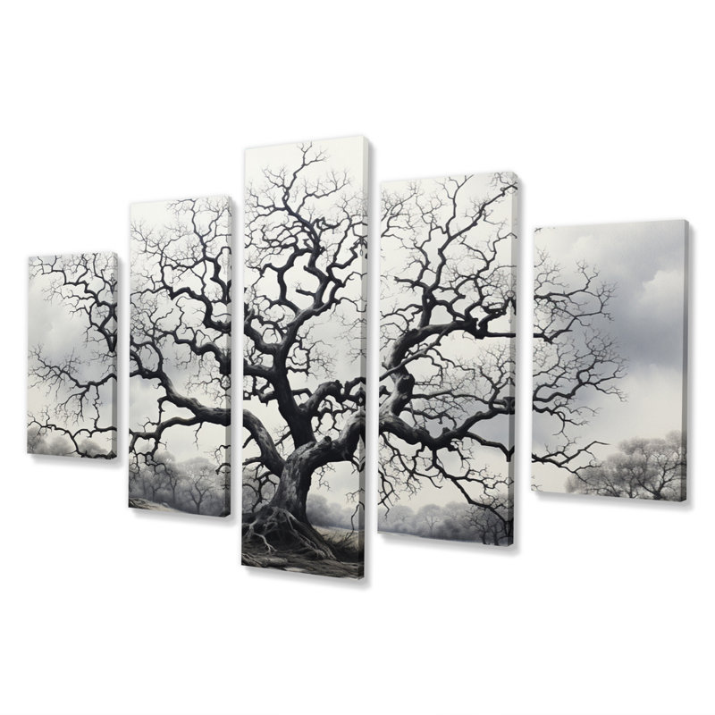 «Tree Monicol The The Contrast - Impression sur toile florale - 5 panneaux