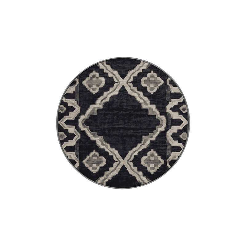 Tapis mauve soyeux et moelleux, Rond 5 pi