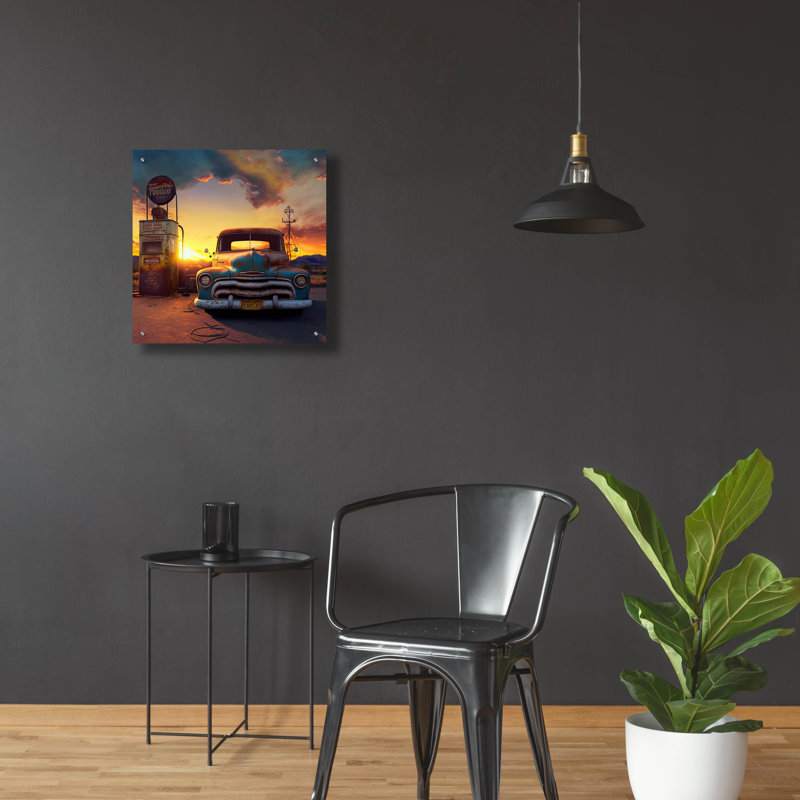 «Route 66 8» par Ray Heere, art mural en verre acrylique, H 24 po x l 24 po x P 0,2 po