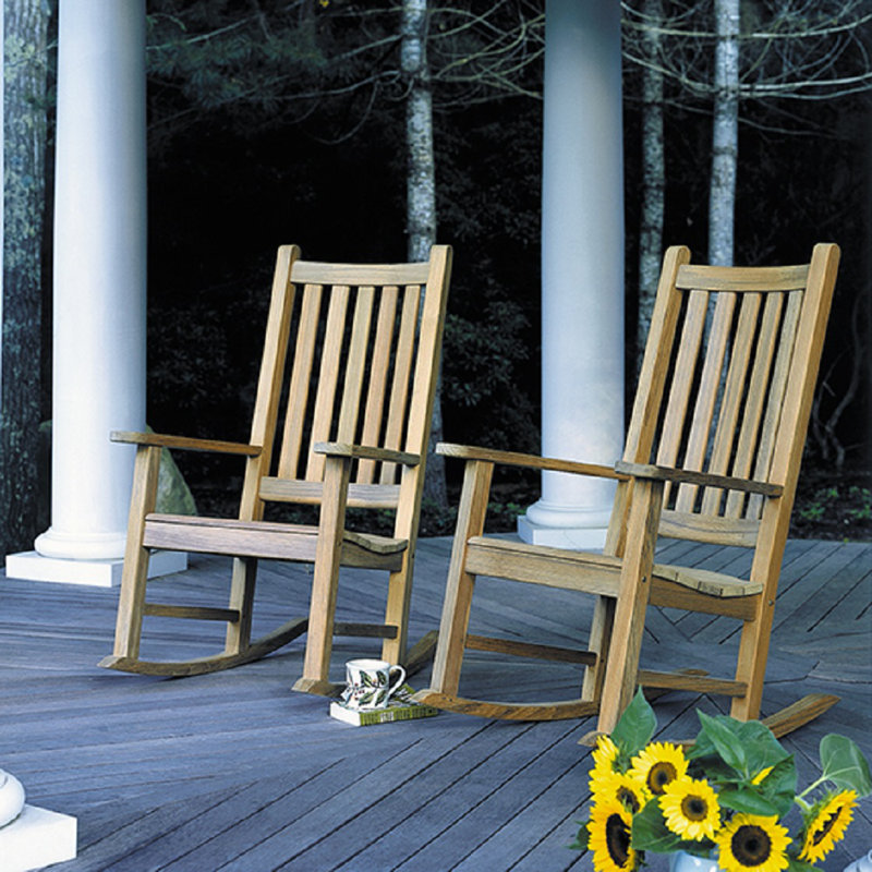 Charleston Teak Outdoor Rocker Chair, Ash