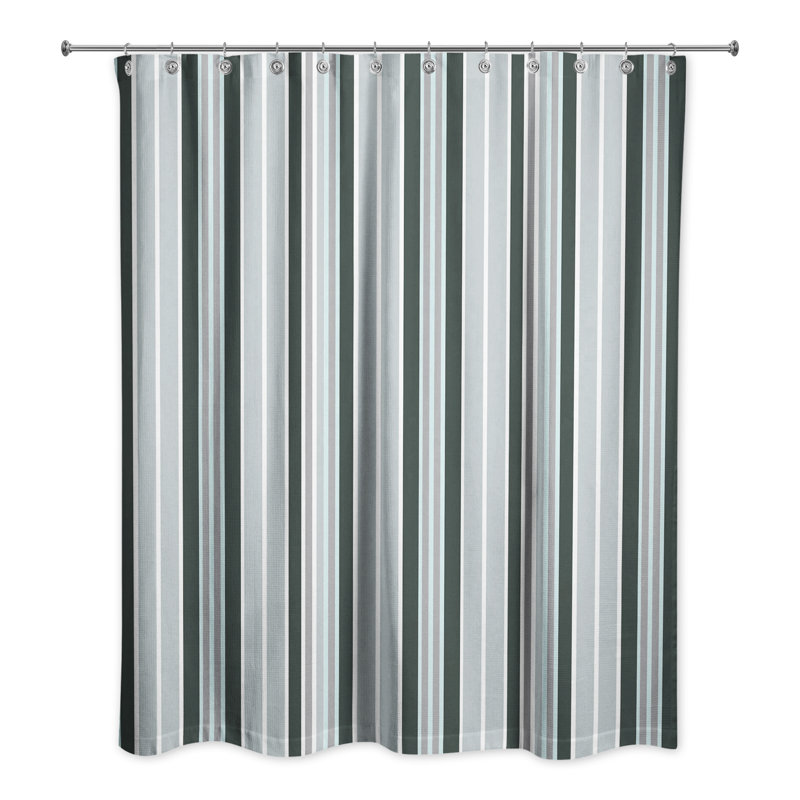 Mathes Striped Shower Curtain, Blue/Gray