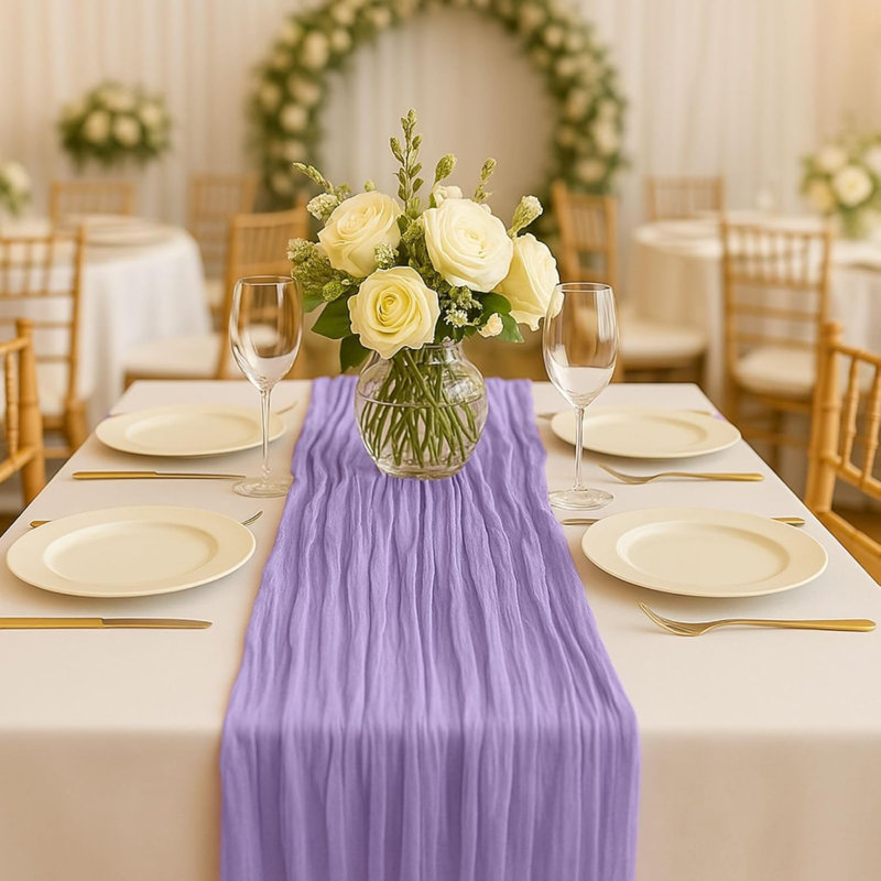 Chemin de table 10 pi lilas mauve mauve 120 pouces rustique boho gaze chemin de table en tissu pour mariage fête de naissance fête de mariage fête d'anniversaire