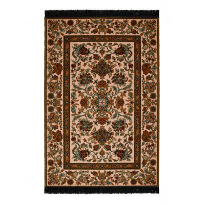 Artemis Machine Woven Wool Area Rug in Blush/Brown/Green
