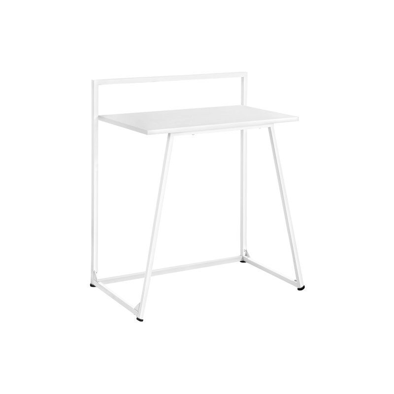 Bureau d'ordinateur, bureau personnel, ordinateur portable, L 30 po, travail, stratifié blanc, métal blanc, contemporain, moderne