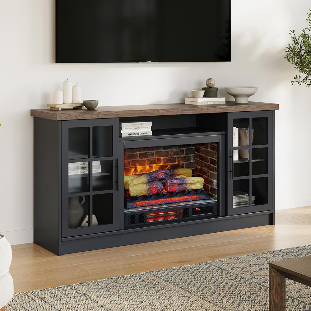 60 inch entertainment center with outlet fireplace