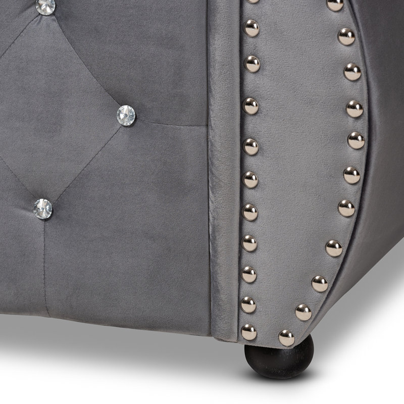 Minturn Upholstered Velvet Daybed, Queen, Gray