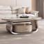 Table basse ovale en pierre blanche + acier inoxydable + écologique E0-129020801-129020805