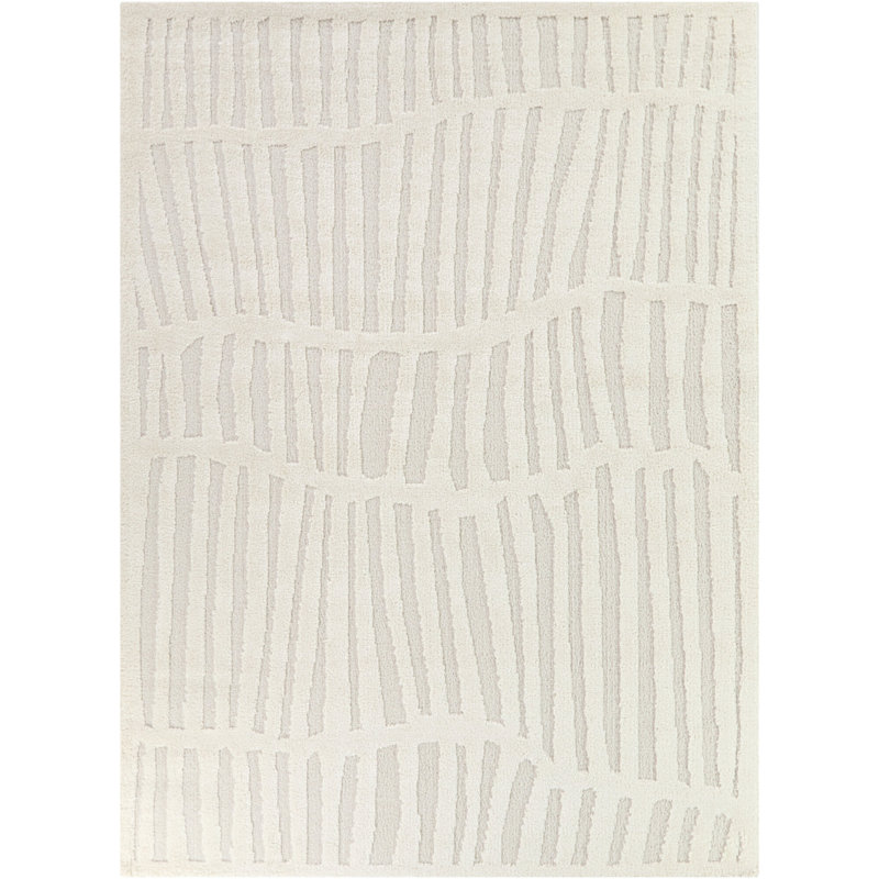 Calliope Cream Modern Textured Area Rug, Rectangle 5'3" x 7'