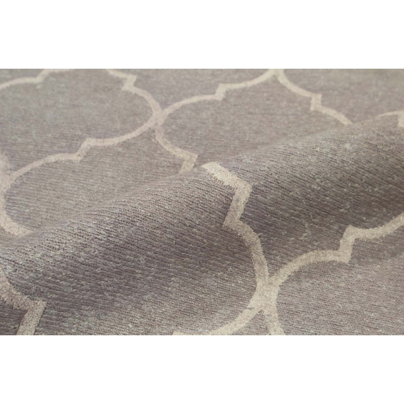 Cotton Geometric Area Rug in Gray