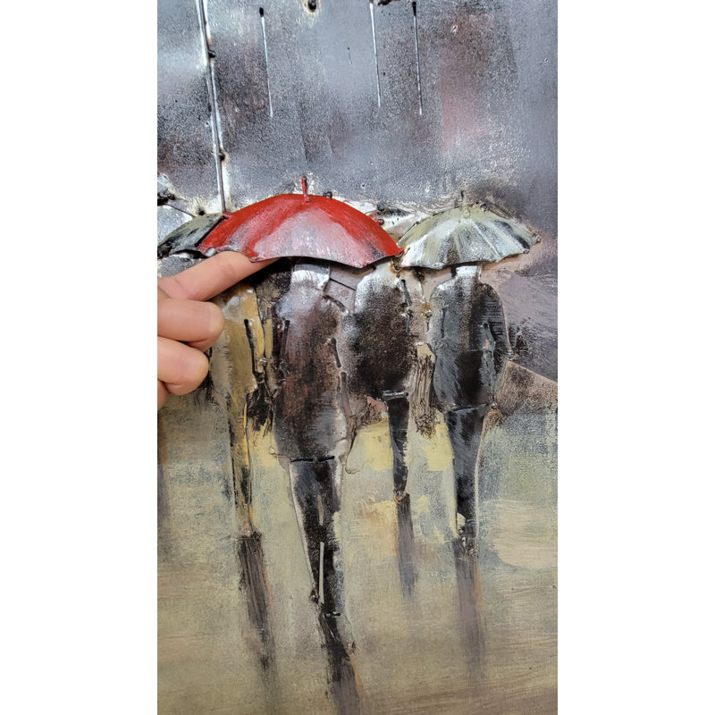 Rainy Day at the Eiffel Tower in Paris, France - Art de peinture 3D sur toile métallique