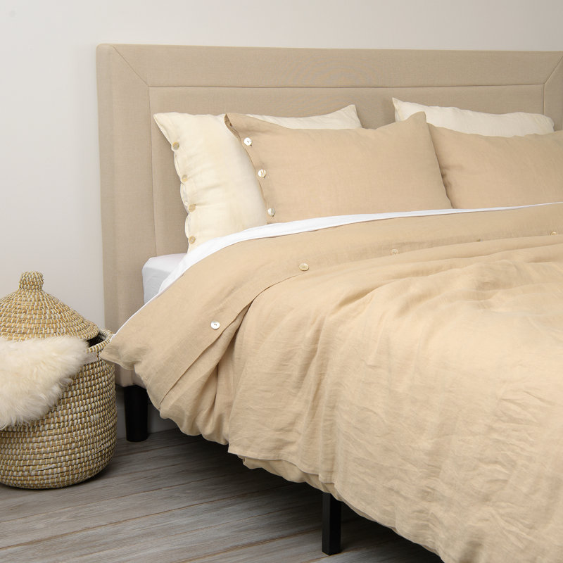 Modern & Contemporary Cotton Duvet Cover, King Duvet Cover + 2 King Shams, Natural