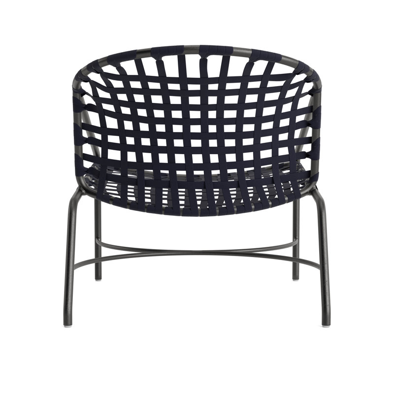 Kantan Outdoor Lounge Chair, Textured Pewter/Marine Suncloth Lace