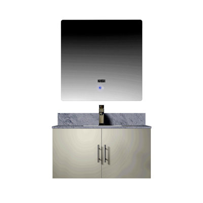 Meuble-lavabo de salle de bain 36 po X P 22 po D, dessus en marbre de Carrare, ensemble de robinet et Miroir à DEL