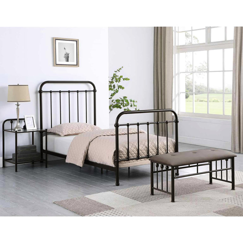 Lit simple en métal bronze foncé foncé - Rehausse l'attrait sophistiqué du décor de la chambre à coucher