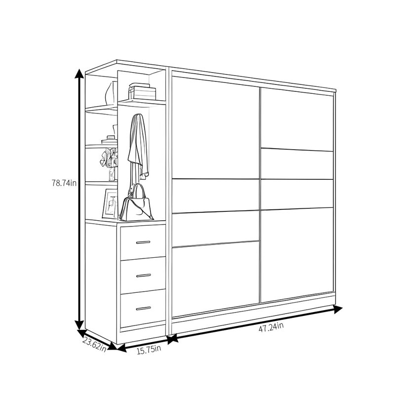Garde-robe Simple Line, H 79 po x l 63 po x P 24 po