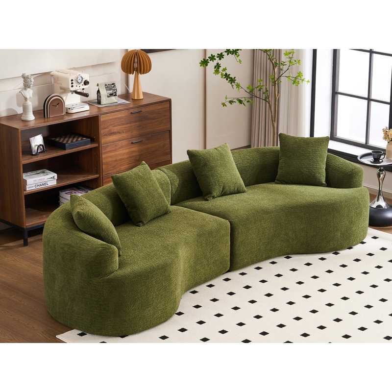 Canapé modulaire en chenille 2 pièces - Sans assemblage requis, Chenille verte