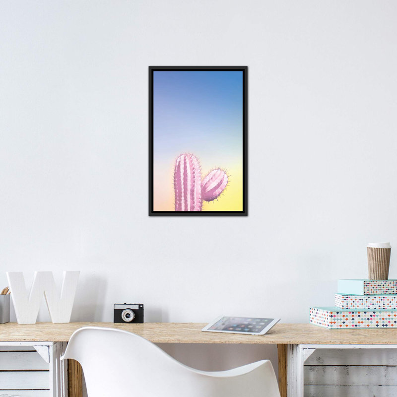 Art my cactus, H 26 po x l 18 po x P 1,5 po, Toile avec cadre noir