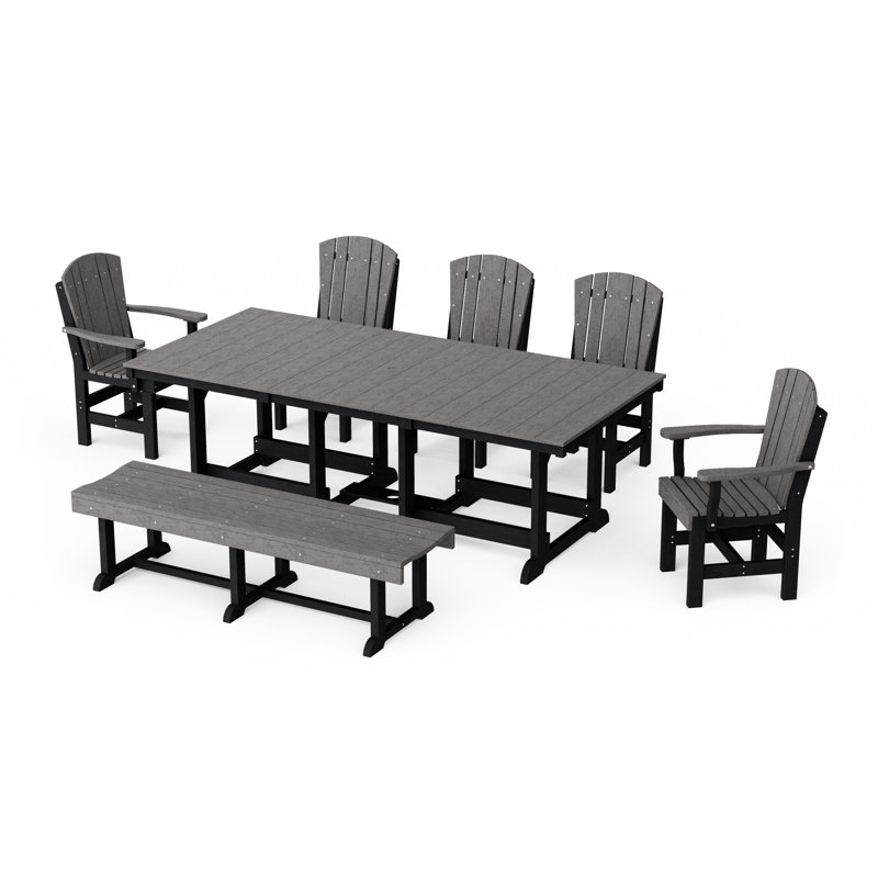 Heritage 7-Piece Rectangular Dining Set With Bench, Black