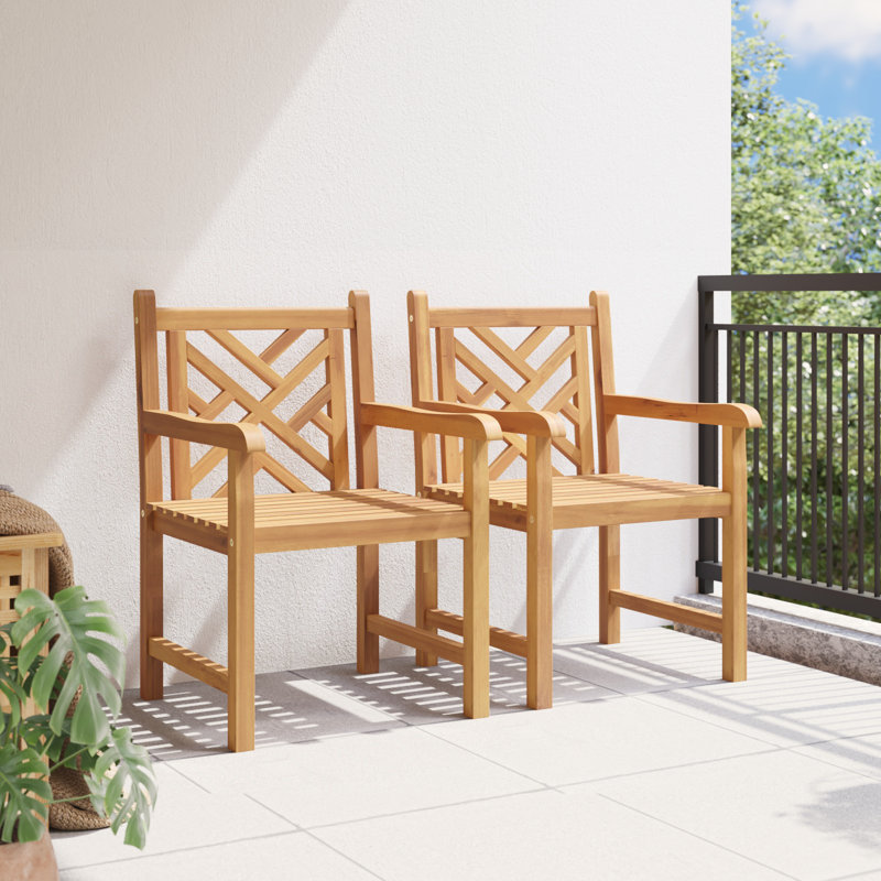 Chaise vidaXL 2 pièces en bois de teck massif brun 23,62 x 22,83 x 35,43