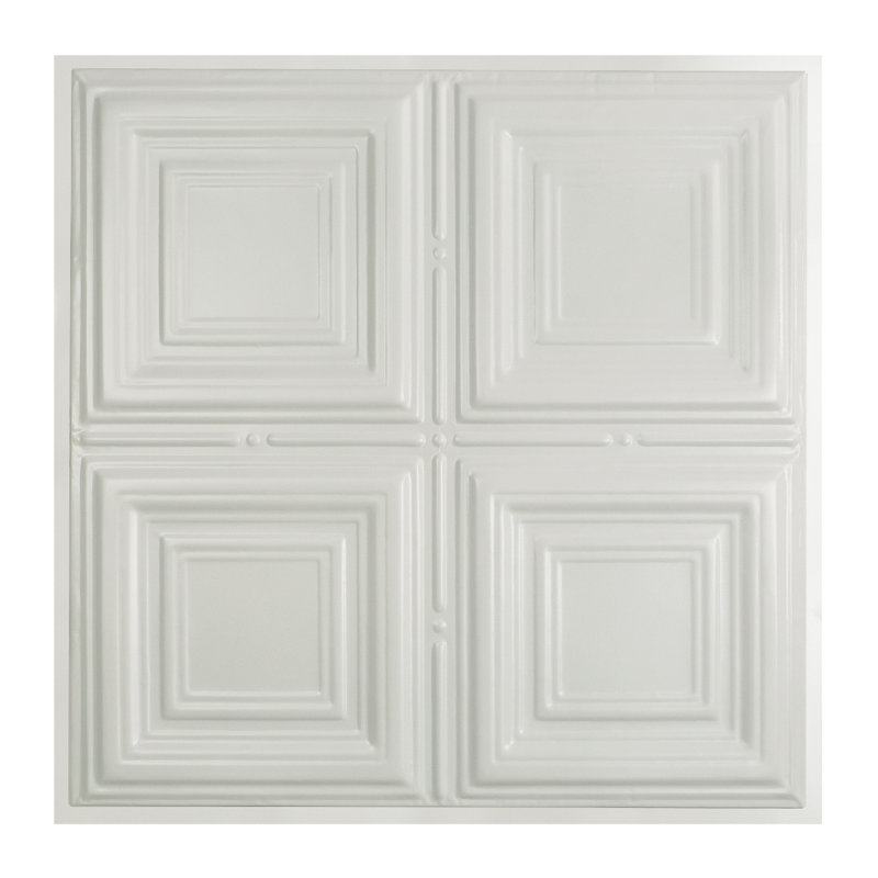 Great Lakes Tin Syracuse 2'x2' Lay-In Ceiling Tile (Pack of 5), Matte White