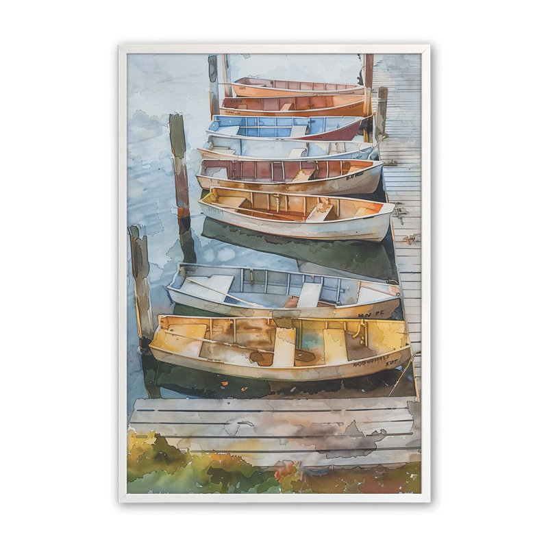 Docked and Dreaming I Framed Print, 37" H x 25" W, Opaque White