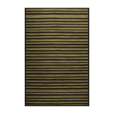Tapis brun à rayures horizontales lavable à la machine