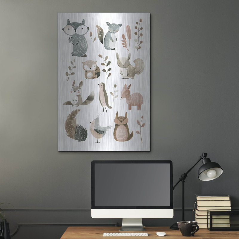 Art mural en métal Millwood Pines «Cute Animals No 2» par Andreas Magnusson, H 36 po x l 24 po