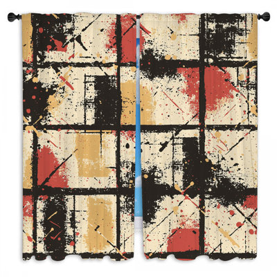 Rideaux de fenêtre grunge abstraits et rideaux Steampunk - 2 panneaux