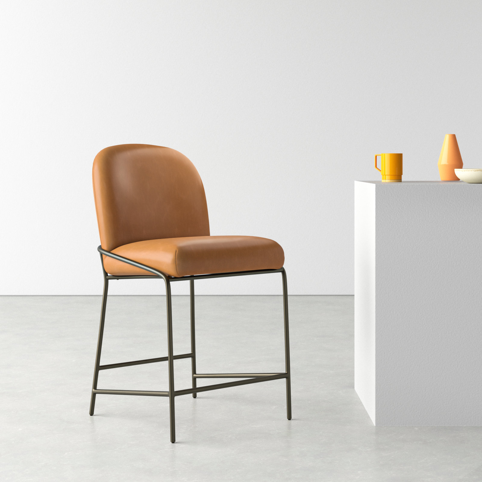 Laina 25" Counter Stool, Faux Leather  Sierra Butterscotch, Bar Stool (30.5" Seat Height)