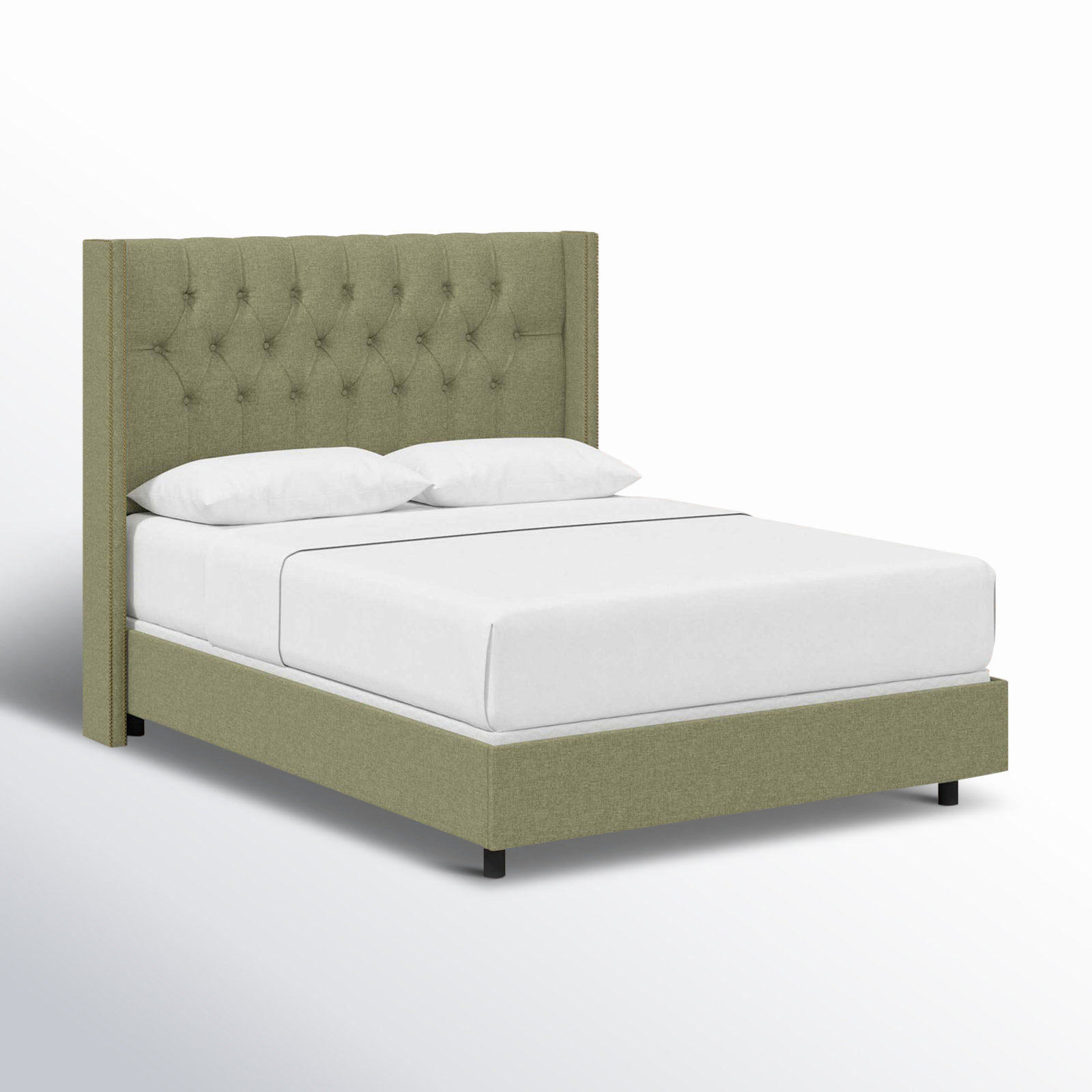 Breckin Upholstered Wingback Bed, Twin, Zuma Laurel Textured Linen