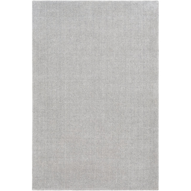 Dingman Hand-Tufted Wool Gray Area Rug, Rectangle 6' x 9'