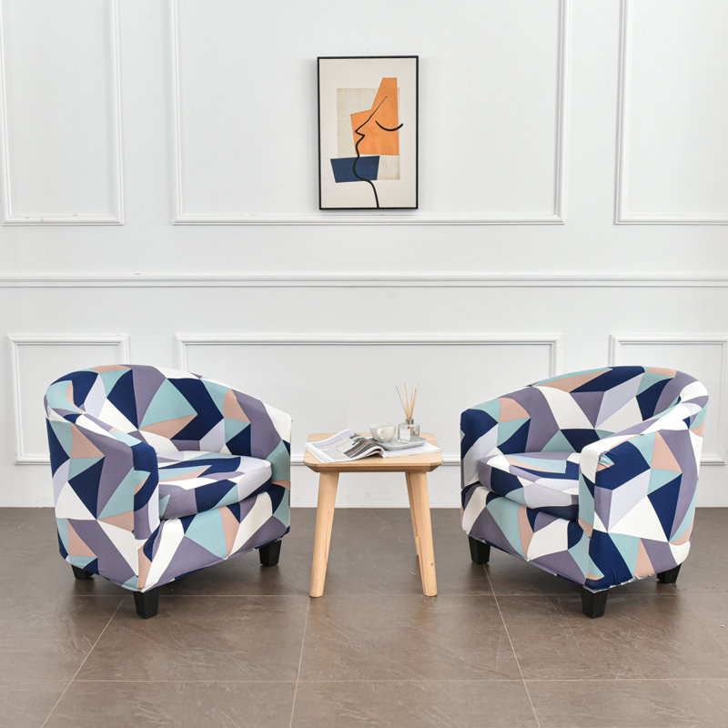 Housse pour fauteuil à coussins carrés/rectangulaires, Bleu / marine, Mélange de polyester