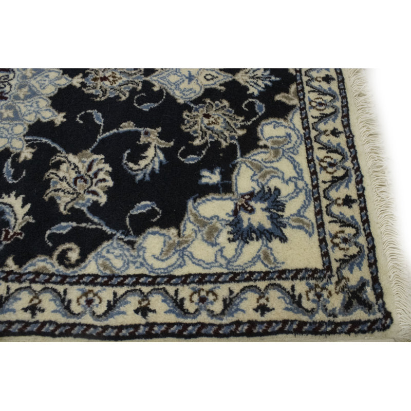 Tapis unique en laine noué à la main de style années 2000 de 2 pi 10 po x 4 pi 5 po bleu marine Summerdale