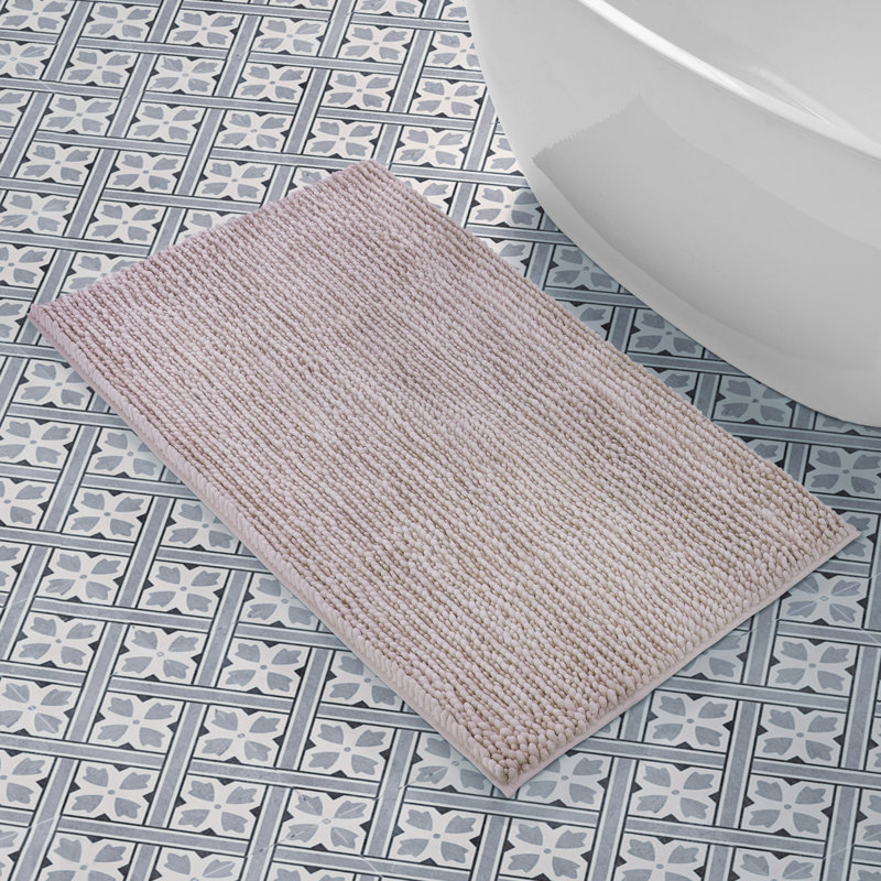 Laura Ashley Butter Chenille Bath Rug, 27" W x 45" L, Blush