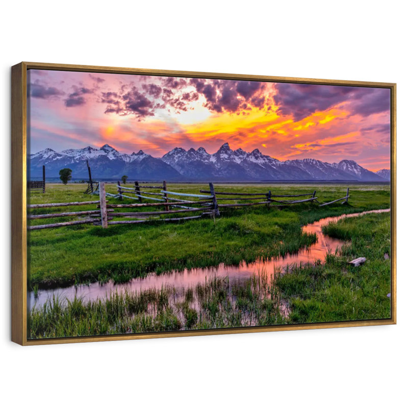 Éclat de Grand Teton, Cadre flottant doré, 13 po x 9 po