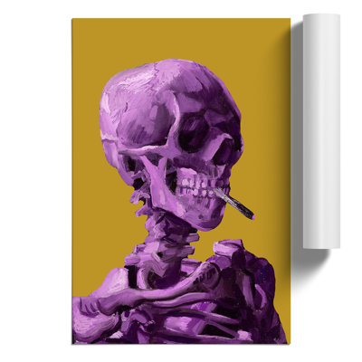 Purple Skull of a Skeleton with Cigarette by Vincent van Gogh - Frameless Print
