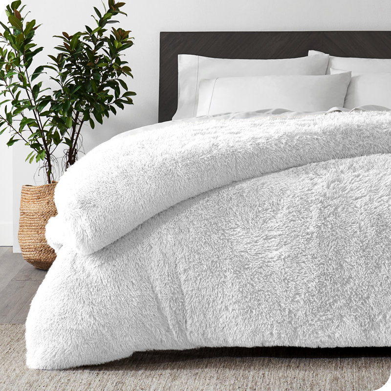 White Shaggy Faux Fur Twin/Twin XL Duvet Cover