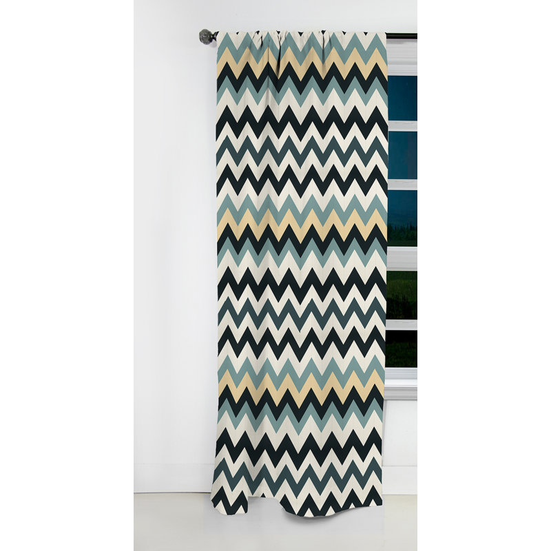 Motif à chevrons géométriques neutres gris et gris II - rideau occultant à chevrons - 1 panneau, L 52 po x L 90 po